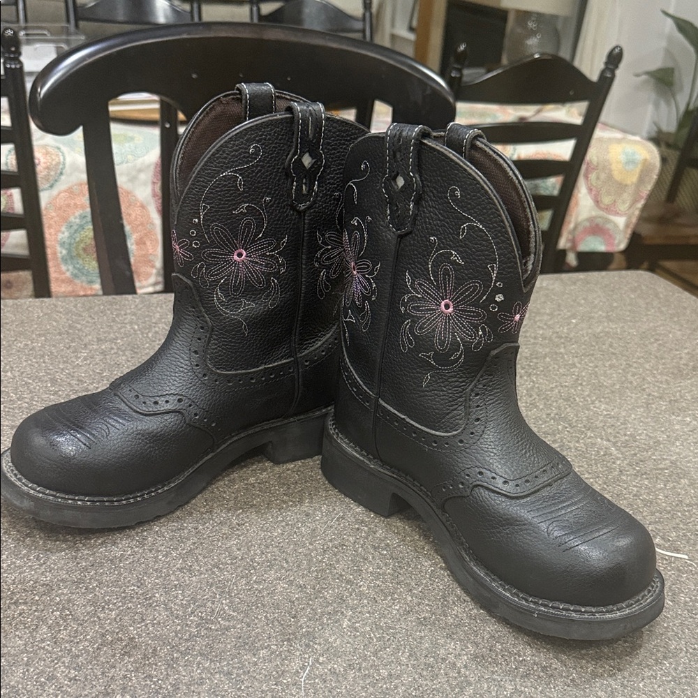 NWOT Justin Gypsy Steel toe and waterproof Boots with Pink Floral Stitching - Picture 2 of 8